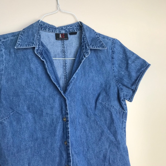 Y2K ALC Denim Short Sleeve Button Down Top - Picture 4 of 4